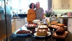 coffee morning table with cakes
