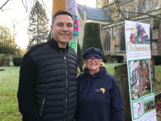 David Walliams with GAGA UK Director Claire Whatley in Holy Trinity Stratford upon Avon