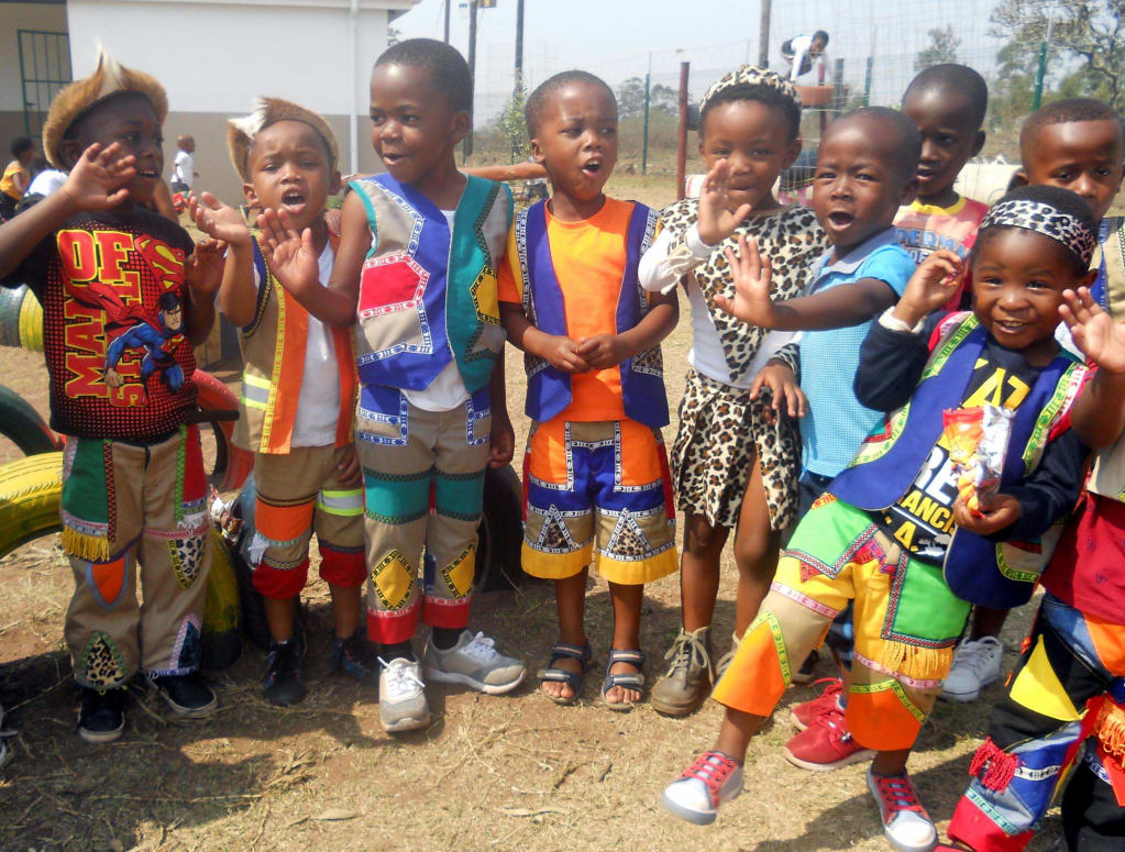Pupils dressed for Zulu Heritage Day